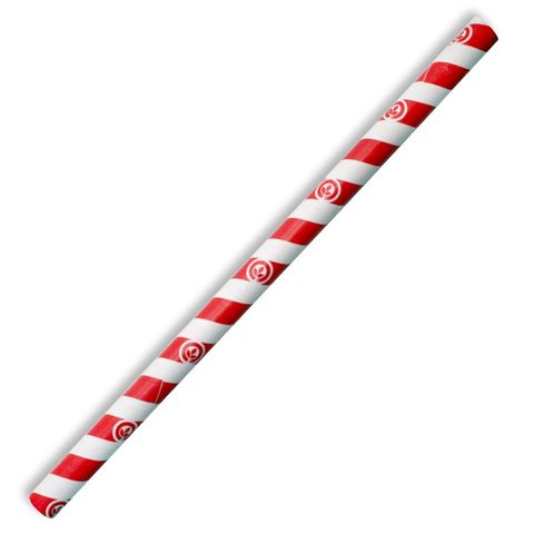PAPER STRAW JUMBO R & W STRIPE 10MMX197MM (SLV)