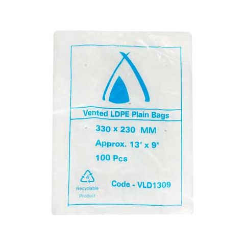 13 X 9 VENTED LDPE BAG 32UM 330X230