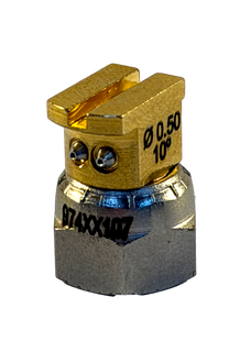 H200 nozzle; 90&deg;; 2 exits; &Oslash;0.50mm; 10&deg; (mushroom head)