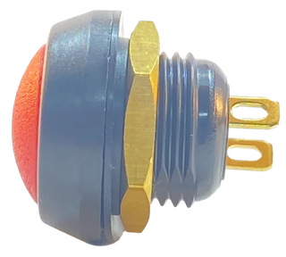 Red plastic bodied pushbutton switch