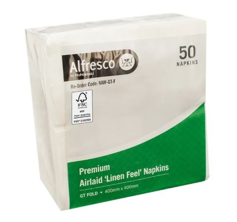 GT LINEN FEEL DINNER NAPKIN WHITE(NAWGT)(50/250)