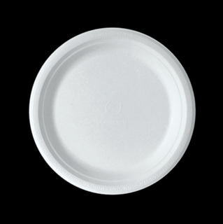 SUGARCANE PLATE WHITE 9"( N819S0398)(WBP09) (50/500)