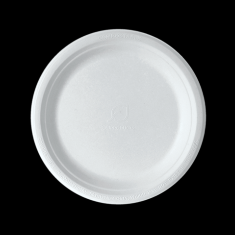 SUGARCANE PLATE WHITE 9"( N819S0398)(WBP09) (50/500)