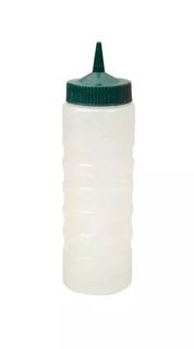 SAUCE BOTTLE-CLEAR BODY GREEN LID 750ML