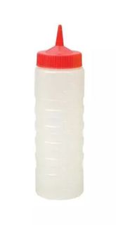 SAUCE BOTTLE-CLEAR BODY RED LID 750ML