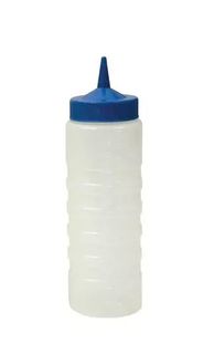 SAUCE BOTTLE-CLEAR BODY BLUE LID 750ML