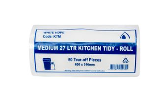 KITCHEN TIDY BAGS MEDIUM WHITE 27LT (50/1000)