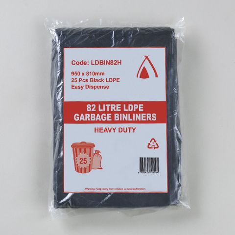 GARBAGE BAGS 82LT  BLK (LDBIN82H) (25/250)