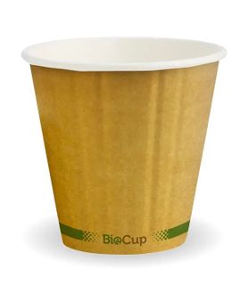 BIOHOT CUP 90MM D/WALL KRFT 8OZ (50/1000) GRN STRIPE