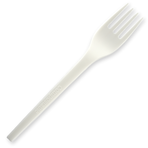 BIOCUTLERY PLA FORK WHT 6.5'' (50/1000)