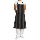 CHEFS BIB APRON WOVEN  BLACK/WHITE STRIP