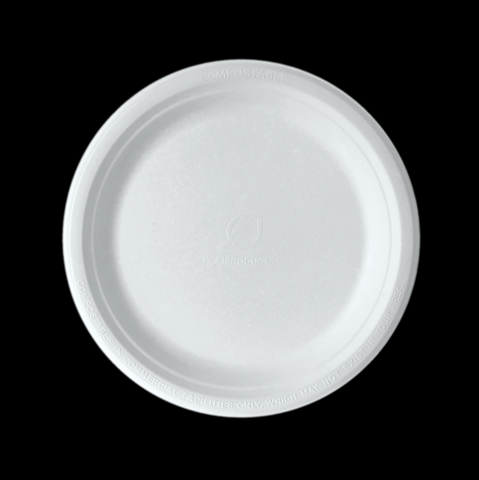 SUGARCANE PLATE WHITE 10 IN N752S0001 (50/500)