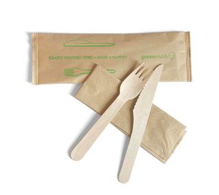 WOODEN FORK/KNIFE/NAPKIN (400/CTN)(W-FKN)