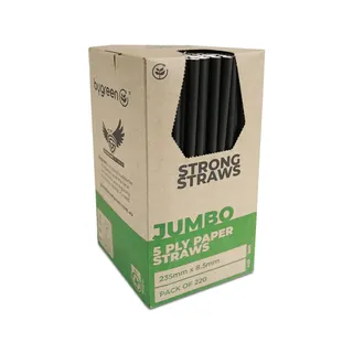 5 PLY PAPER STRAW JUMBO BLK (PAP5PJ22BLA)(220/2200)
