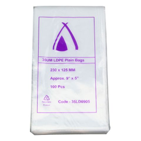230X125 MM 35UM LDPE BAGS (9X5) - 35LD0905