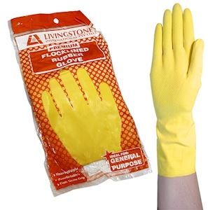 F/LINED RUBBER GLOVES XLGE YELLOW-GLVRBRHHXLY LIV HH
