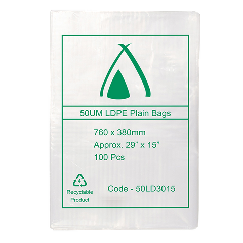 30 X 15 50UM POLYBAG 760 X 380MM 100/PKT 500/CTN
