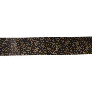 HEART FLORA SATIN 38mm x 50Mtr BLACK/GOLD-BUY 1 GET 1 FREE