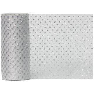 TULLE DOT 150mm x 25Mtr GLITTER SILVER