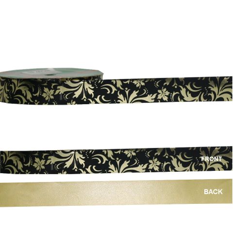 METALLIC DESIGN 25mm x 50Mtr BLACK/GOLD DESIGNS