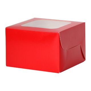 SWEET TREATS BOX 115(L)x115(W)x75(H)mm RED MIN.BUY 10