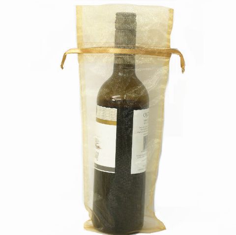 POUCH WINE ORGANZA 35(H) x 15(W)cm GOLD (PACK OF 10)