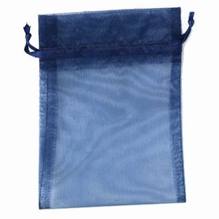 POUCH ORGANZA MEDIUM 17(H) x 12.5(W)cm NAVY (PACK OF 10)