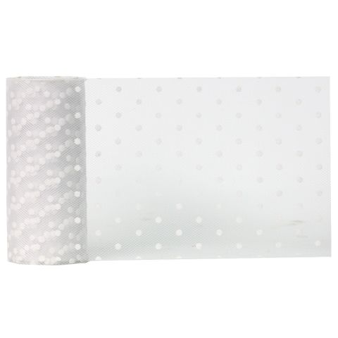 TULLE DOT 150mm x 23Mtr WHITE