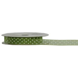 SHEER TINY DOT 10mm x 9Mtr GREEN/WHITE DOTS