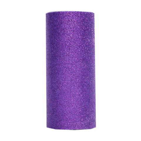 TULLE GLITTER  150mm x 25Mtr PURPLE