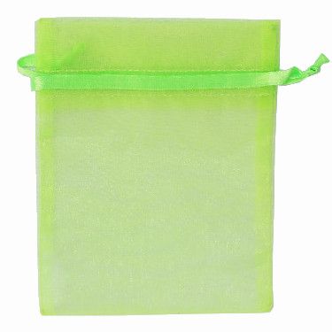 POUCH ORGANZA SMALL14(H) x 10(W)cm LIME GREEN (PACK OF 10)