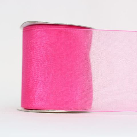 ORGANZA WOVEN EDGE (MONO EDGE) 70mm x 23Mtr HOT PINK