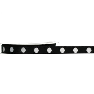 NYLON DOT (BIJOU) 10mm x 9Mtr BLACK WITH WHITE DOT