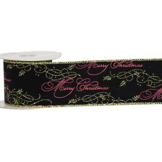 MERRY CHRISTMAS 60mm x 9Mtr PINK WRITING (WIRED) - NO RETURNS