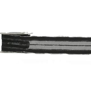 JET ORGANZA STRIPE 40mm x 9Mtr BLACK (WIRED)