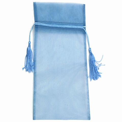 POUCH ORGANZA TASSEL LARGE 25(H) x 15(W)cm FRENCH BLUE (PACKOF10)