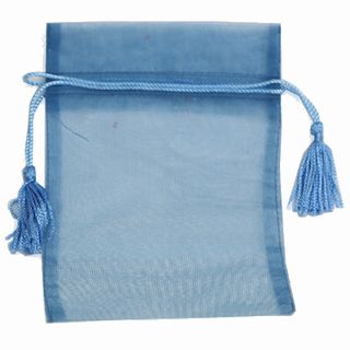 POUCH ORGANZA TASSEL SMALL 14(H) x 10(W)cm FRENCH BLUE (PACK OF10)