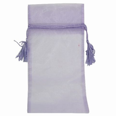 POUCH ORGANZA TASSEL LARGE 25(H) x 15(W)cm LAVENDER (PACK OF 10)