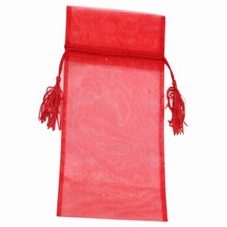 POUCH ORGANZA TASSEL LARGE 25(H) x 15(W)cm RED (PACK OF 10)