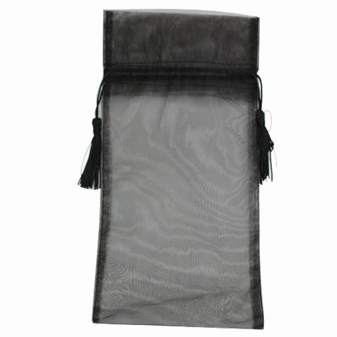 POUCH ORGANZA TASSEL LARGE 25(H) x 15(W)cm BLACK (PACK OF 10)