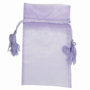 POUCH ORGANZA TASSEL MEDIUM 17(H) x 12.5(W)cm LAVENDER (PACK OF10)