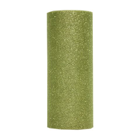 TULLE GLITTER  150mm x 25Mtr SAGE