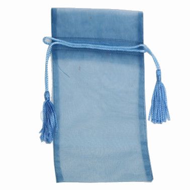 POUCH ORGANZA TASSEL MEDIUM 17(H) x 12.5(W)cm FRENCH BLUE(PACKOF10
