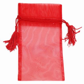 POUCH ORGANZA TASSEL MEDIUM 17(H) x 12.5(W)cm RED (PACK OF 10)