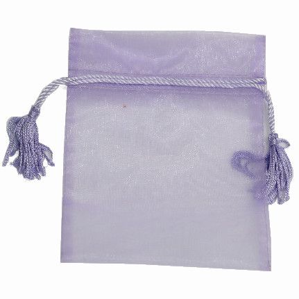 POUCH ORGANZA TASSEL SMALL 14(H) x 10(W)cm LAVENDER (PACK OF 10)