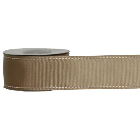 GROSGRAIN STITCHED 38mm x 9Mtr NATURAL (WIRED)