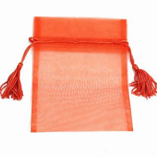 POUCH ORGANZA TASSEL SMALL 14(H) x 10(W)cm TANGERINE (PACK OF 10)