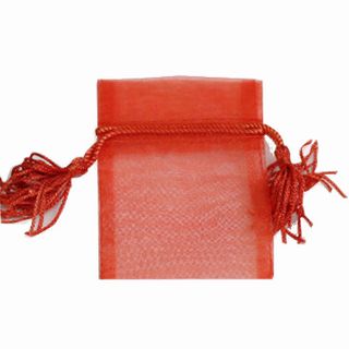POUCH ORGANZA TASSEL MINI 10(H) x 7.5(W)cm TANGERINE (PACK OF 10)