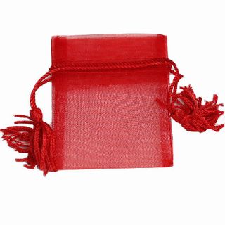 POUCH ORGANZA TASSEL MINI 10(H) x 7.5(W)cm RED (PACK OF 10)