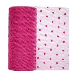 TULLE FLOCKED 150mm x 23Mtr HOT PINK